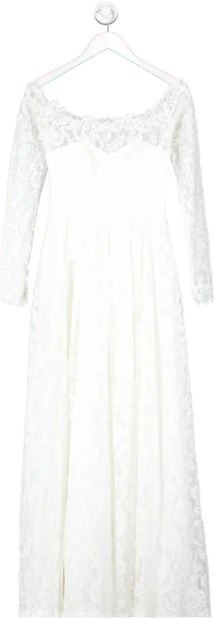 ASOS White Bridal Long Sleeve Lace Maxi Wedding Dress UK 8