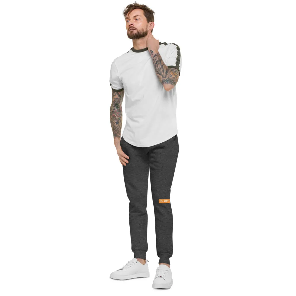 Capital H's Unisex Fleece Sweatpants (White Hoovi Print) Orange & Black Logo