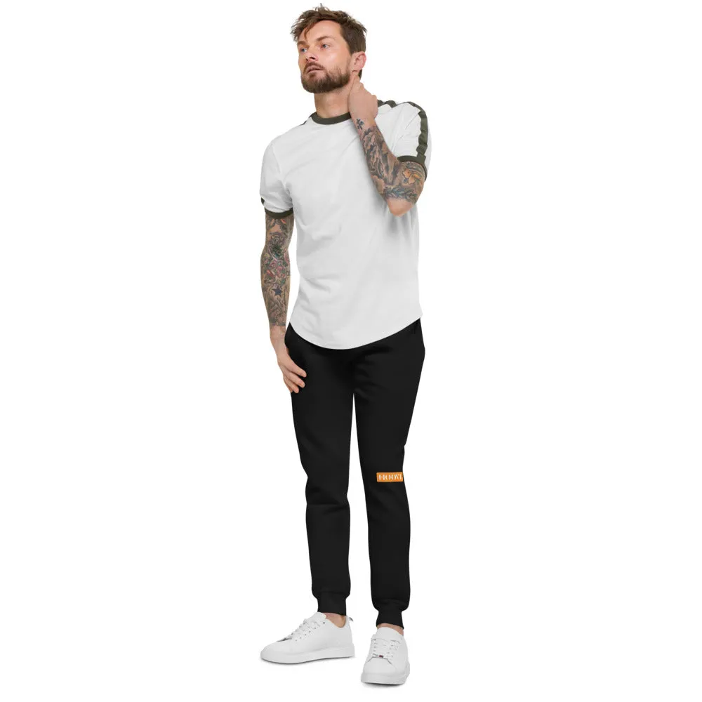 Capital H's Unisex Fleece Sweatpants (White Hoovi Print) Orange & Black Logo