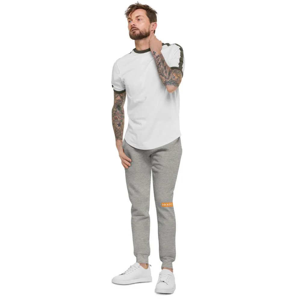 Capital H's Unisex Fleece Sweatpants (White Hoovi Print) Orange & Black Logo