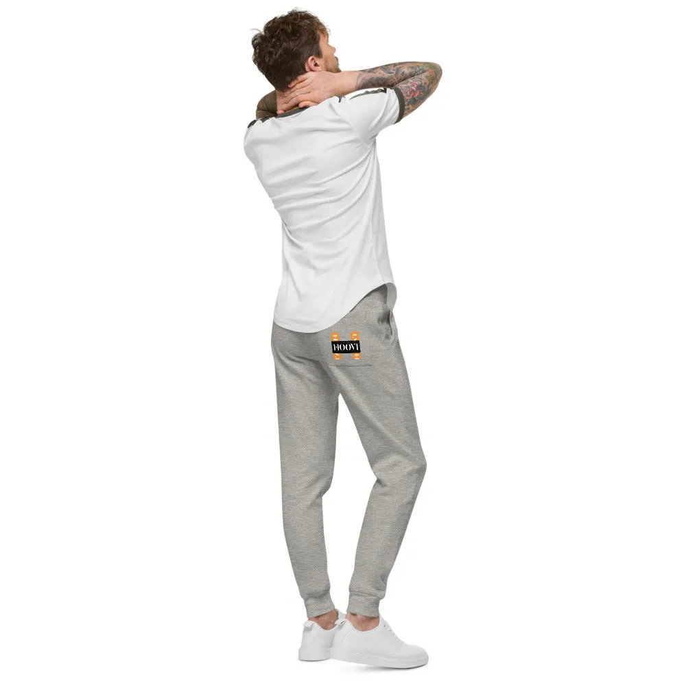 Capital H's Unisex Fleece Sweatpants (White Hoovi Print) Orange & Black Logo