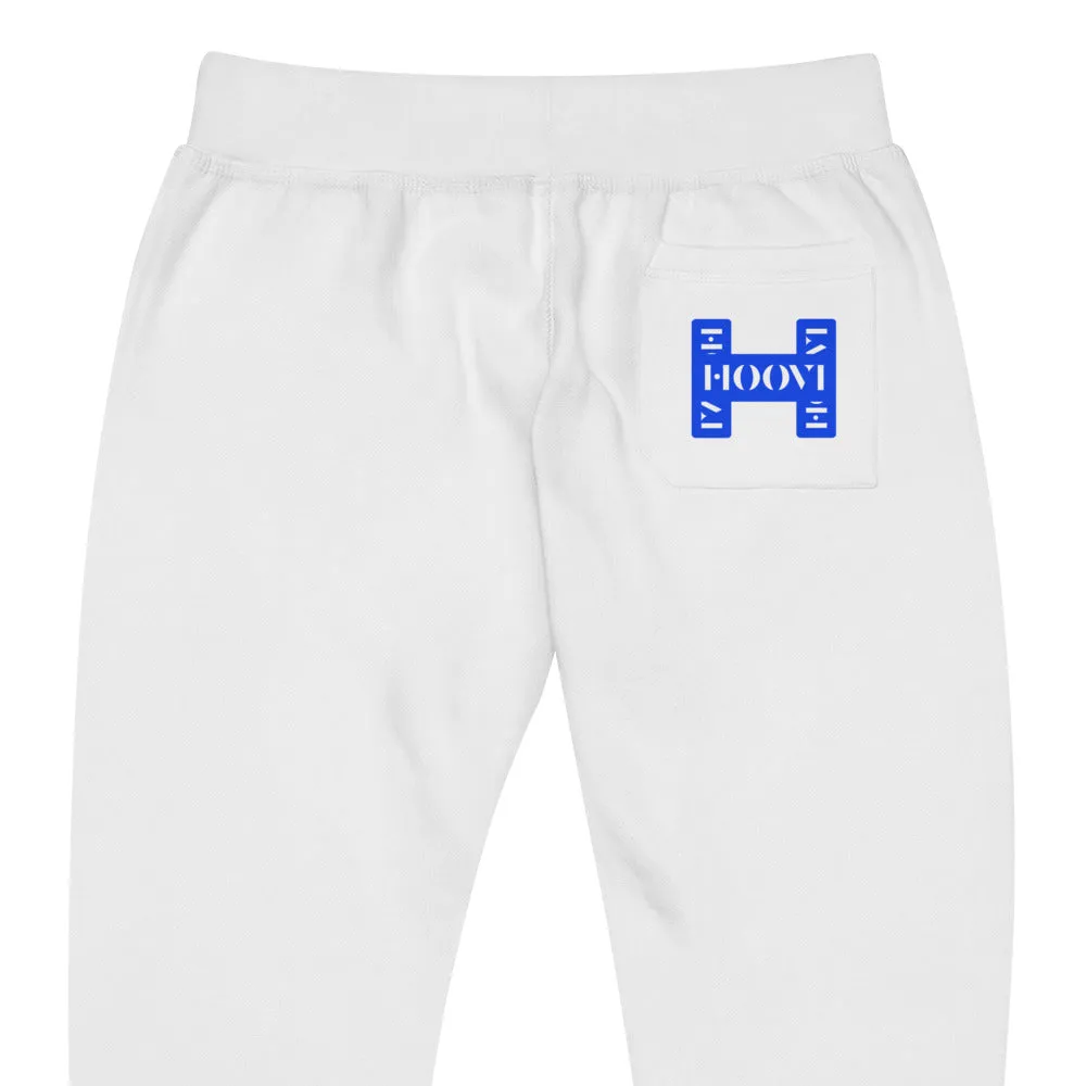 Capital H's Unisex Fleece Sweatpants (White Hoovi Print) Royal Blue Logo