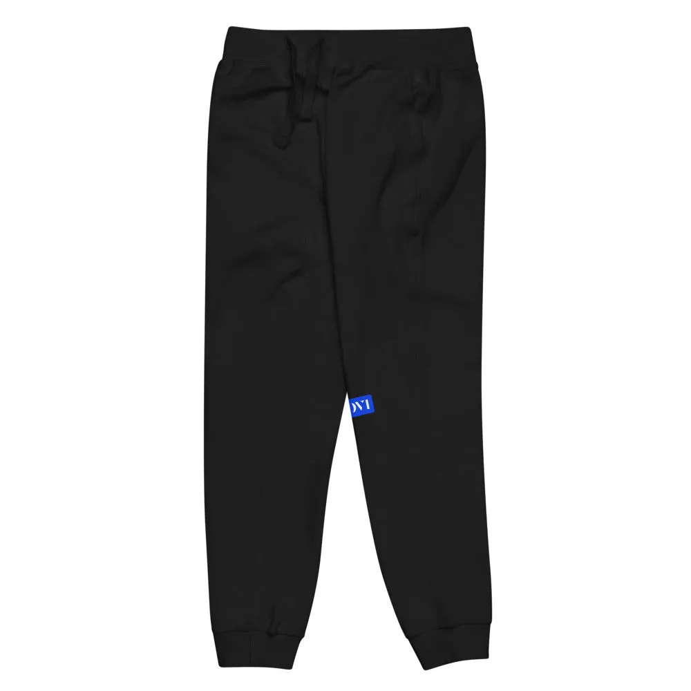 Capital H's Unisex Fleece Sweatpants (White Hoovi Print) Royal Blue Logo