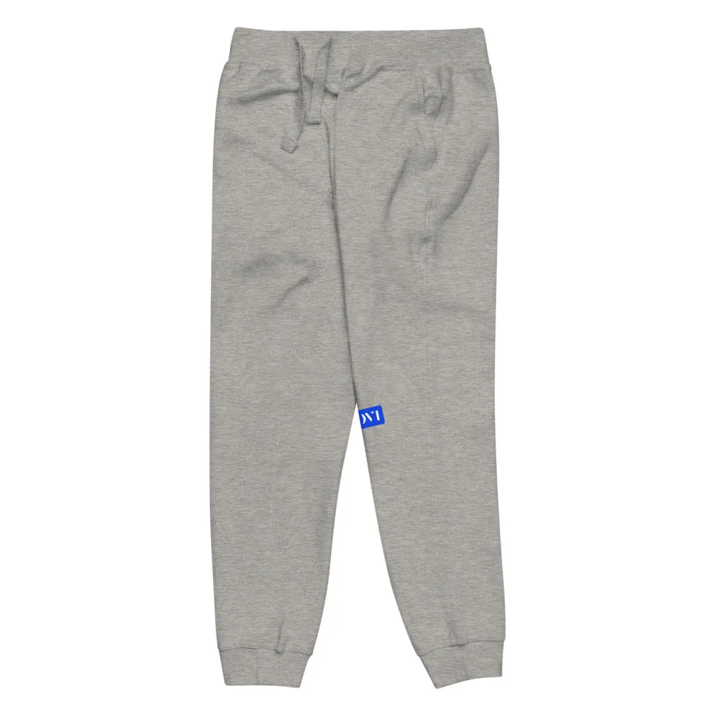 Capital H's Unisex Fleece Sweatpants (White Hoovi Print) Royal Blue Logo