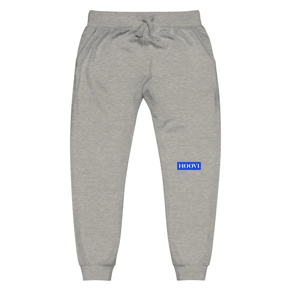 Capital H's Unisex Fleece Sweatpants (White Hoovi Print) Royal Blue Logo