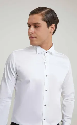 Ds Damat Ceremony Shirt Slim Fit White With Black Button