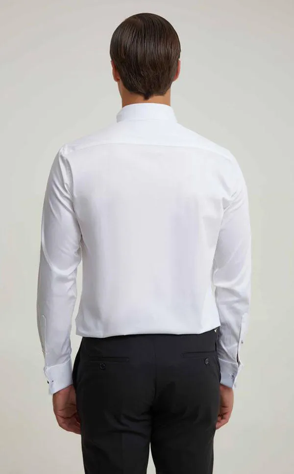 Ds Damat Ceremony Shirt Slim Fit White With Black Button