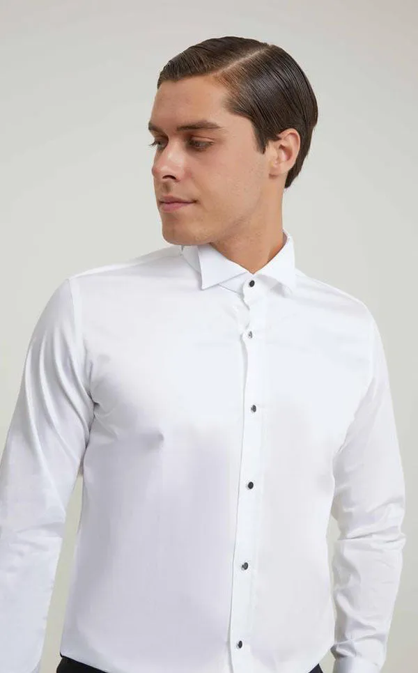 Ds Damat Ceremony Shirt Slim Fit White With Black Button