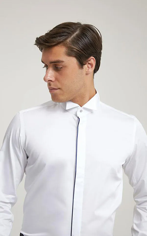 Ds Damat Ceremony Shirt Slim Fit White With Blue Stripe