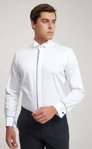 Ds Damat Ceremony Shirt Slim Fit White With Blue Stripe