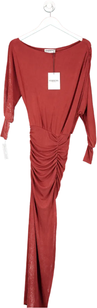 Essentiel Antwerp Burgundy Ruched Stretch-jersey Midi Dress UK 6