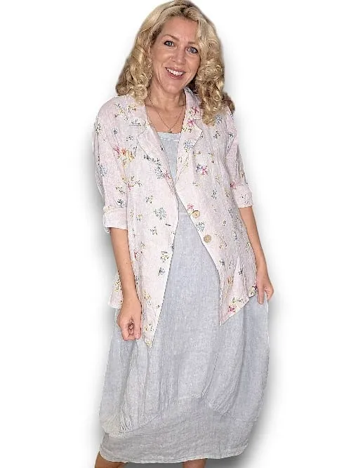 Helga May: Linen Suit Jacket - Windy Bloom Lavender