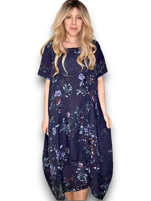 Helga May Mid Sleeve Maxi Dress: Lingonberry - Navy