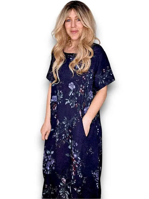 Helga May Mid Sleeve Maxi Dress: Lingonberry - Navy