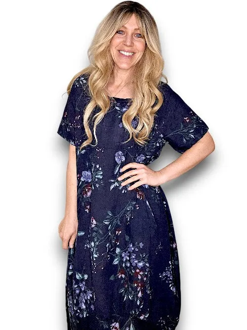 Helga May Mid Sleeve Maxi Dress: Lingonberry - Navy