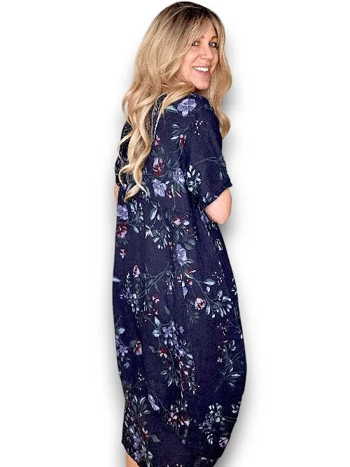 Helga May Mid Sleeve Maxi Dress: Lingonberry - Navy