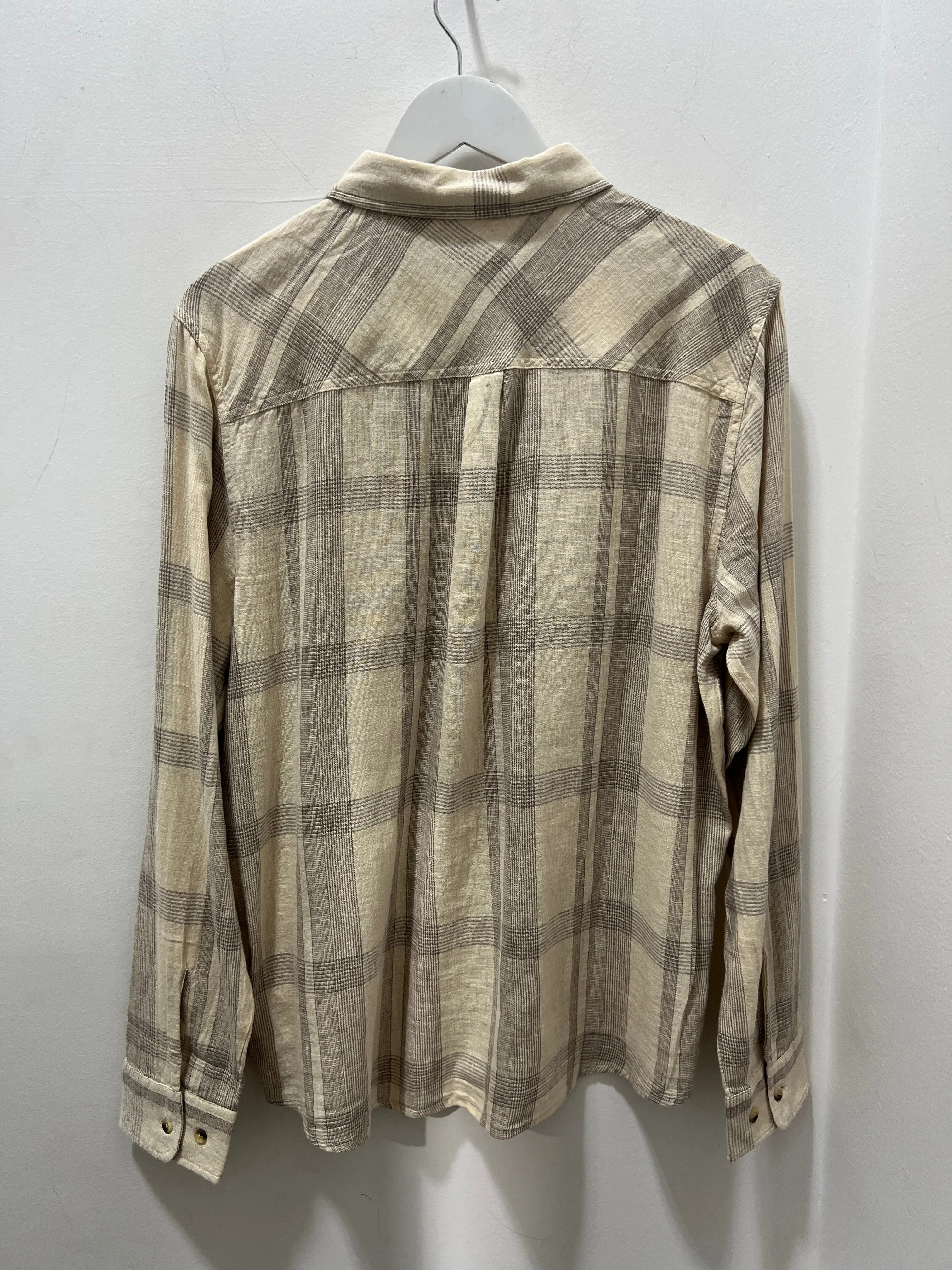 MEMPHIS LINEN BLEND LS SHIRT - WHITECAP/CINDER GREY