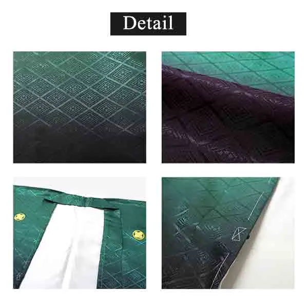Men's Formal Kimono and Crested Haori Coat 2-Piece Set ＜Green blur＞