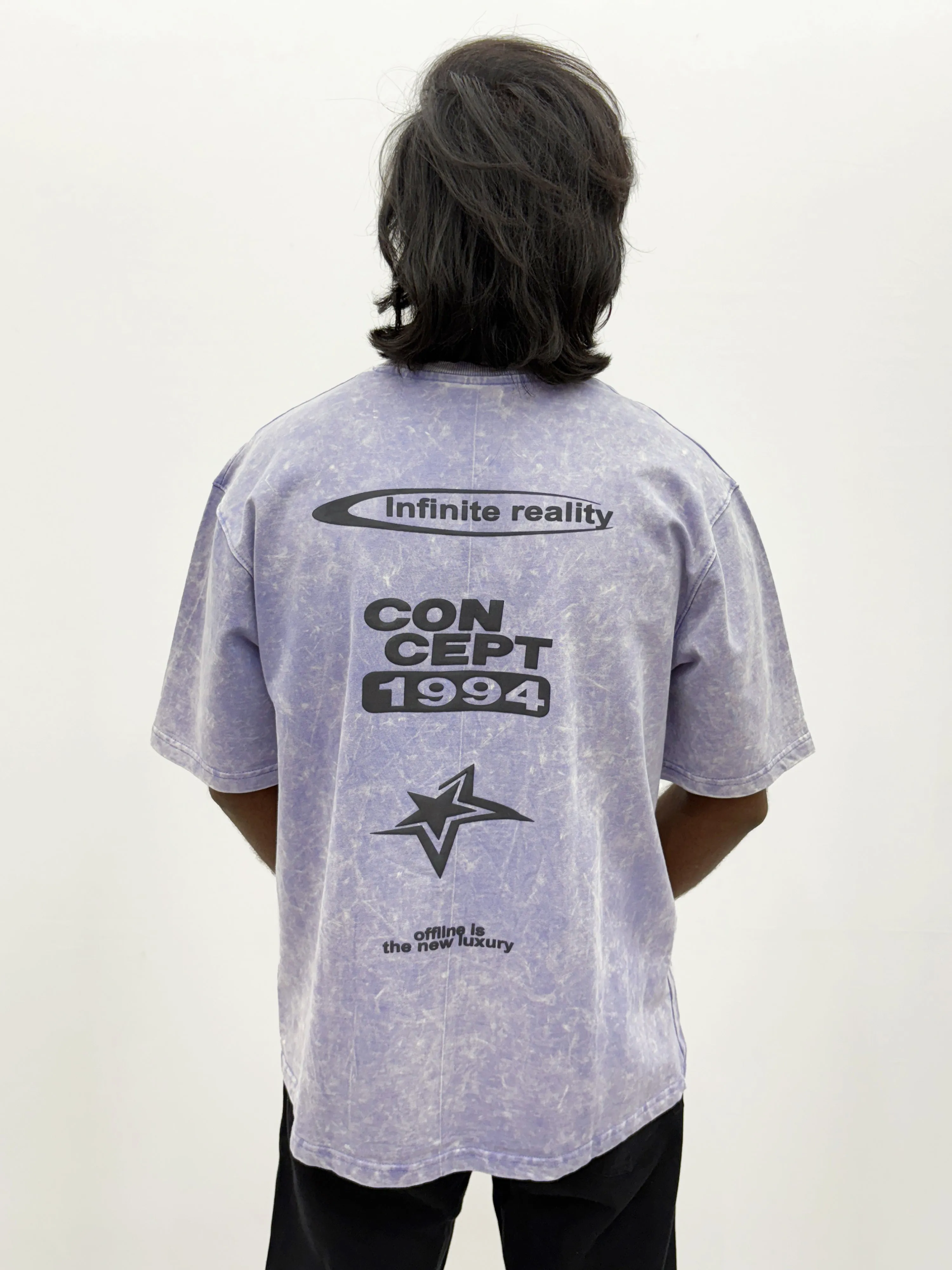 Purple Oversized Acid Wash T-Shirt