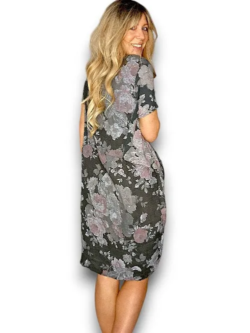 Sized Helga May Jungle Dress: Scarlett Rose - Charcoal