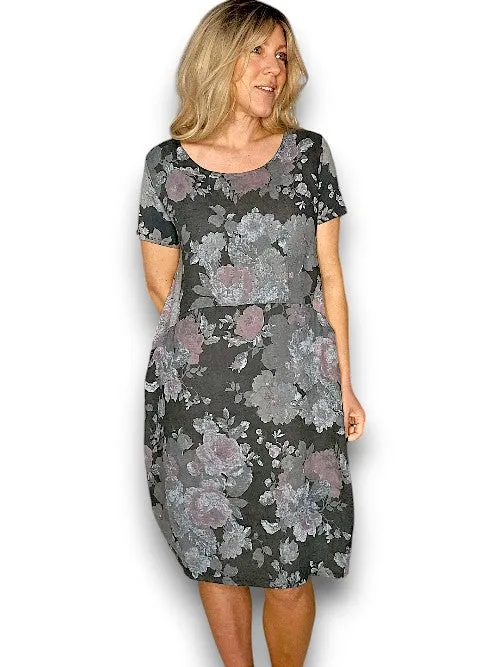 Sized Helga May Jungle Dress: Scarlett Rose - Charcoal
