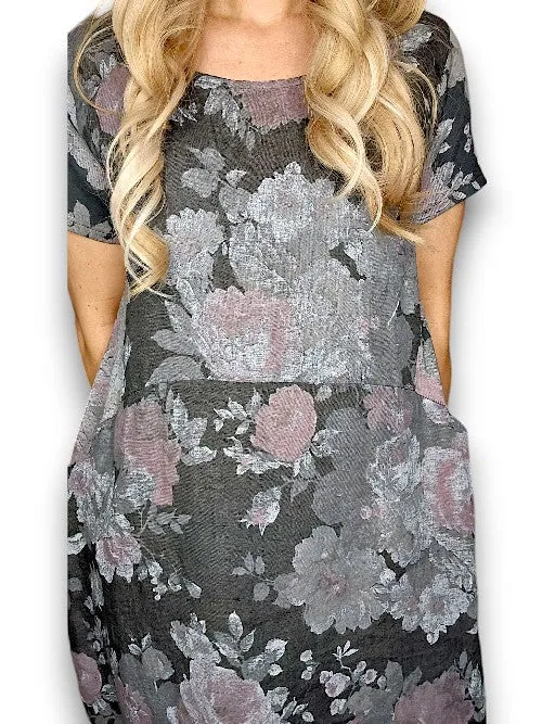 Sized Helga May Jungle Dress: Scarlett Rose - Charcoal