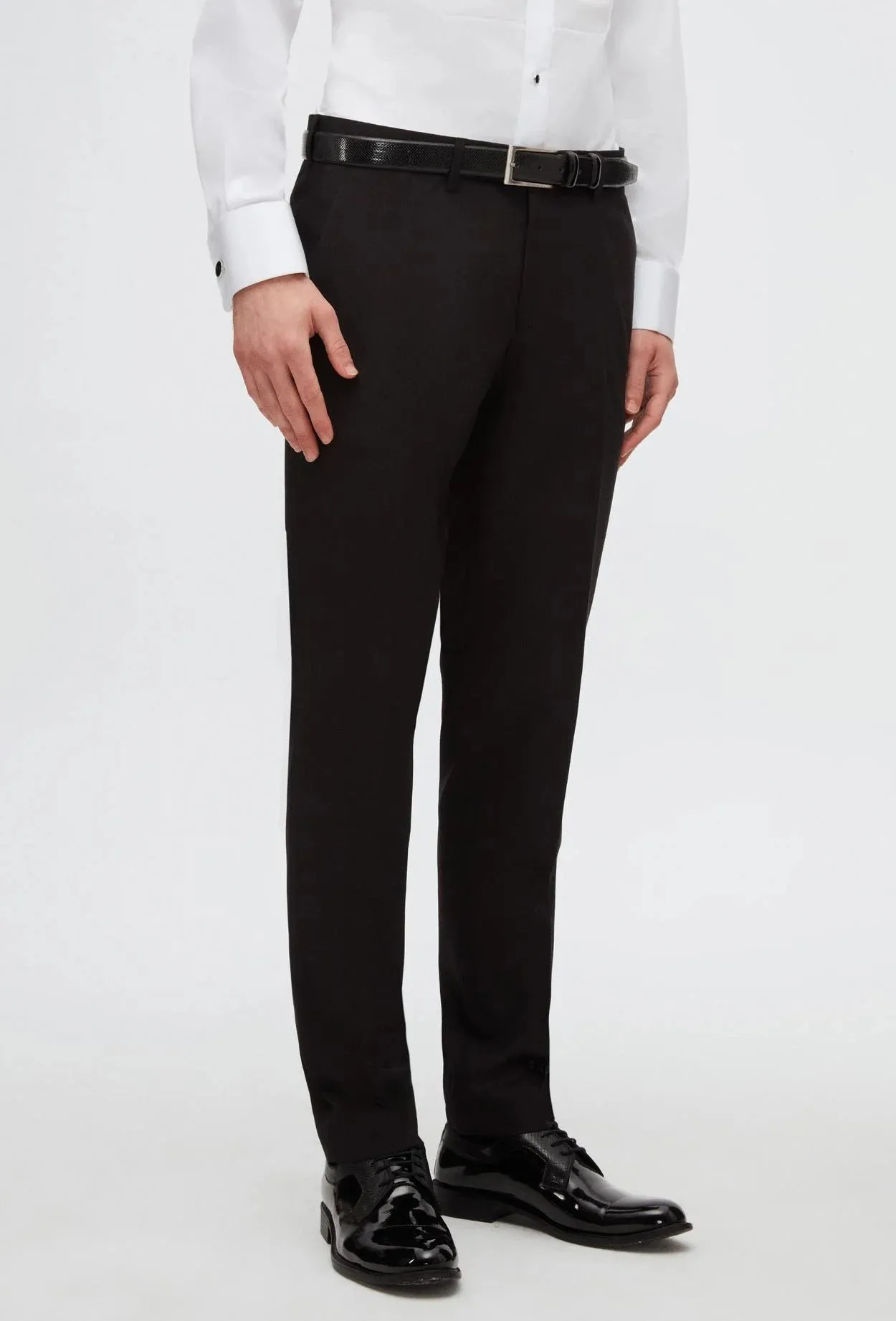 Twn Slim Fit Black Straight Collar Groom Suit & Tuxedo Vest Suit