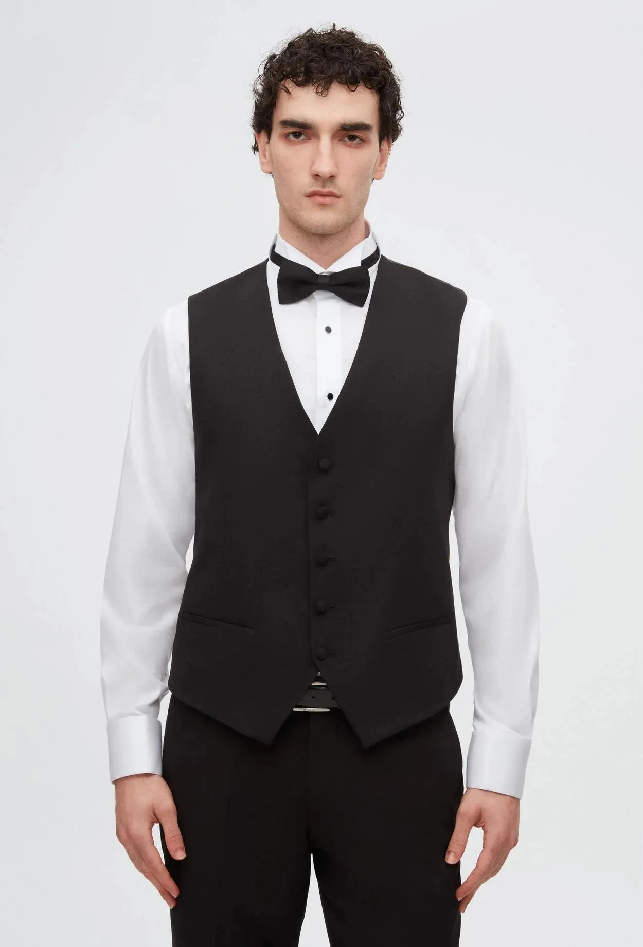 Twn Slim Fit Black Straight Collar Groom Suit & Tuxedo Vest Suit