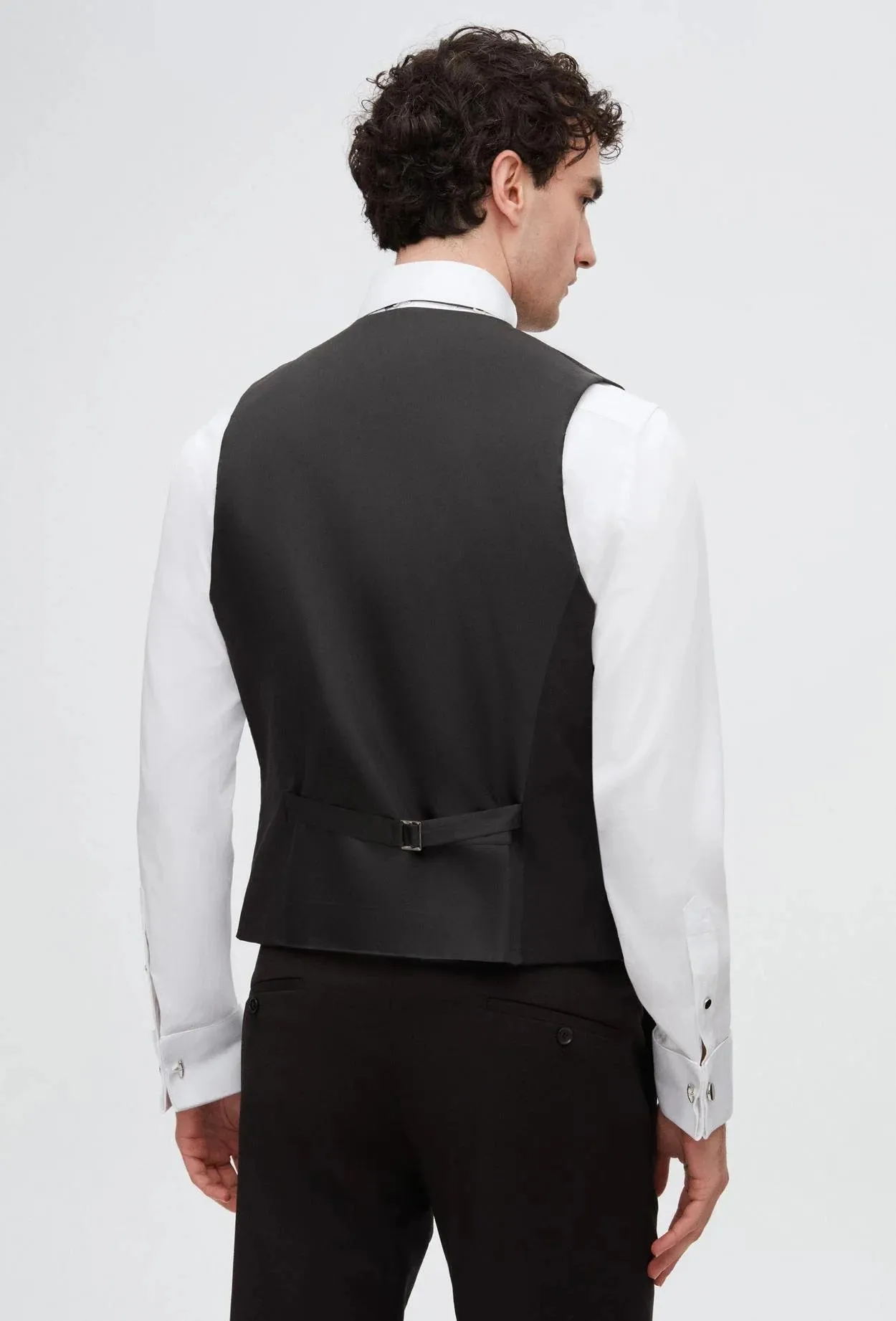 Twn Slim Fit Black Straight Collar Groom Suit & Tuxedo Vest Suit