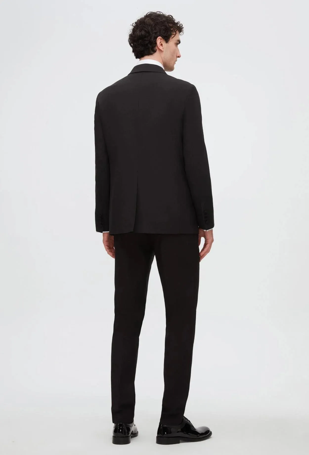 Twn Slim Fit Black Straight Collar Groom Suit & Tuxedo Vest Suit