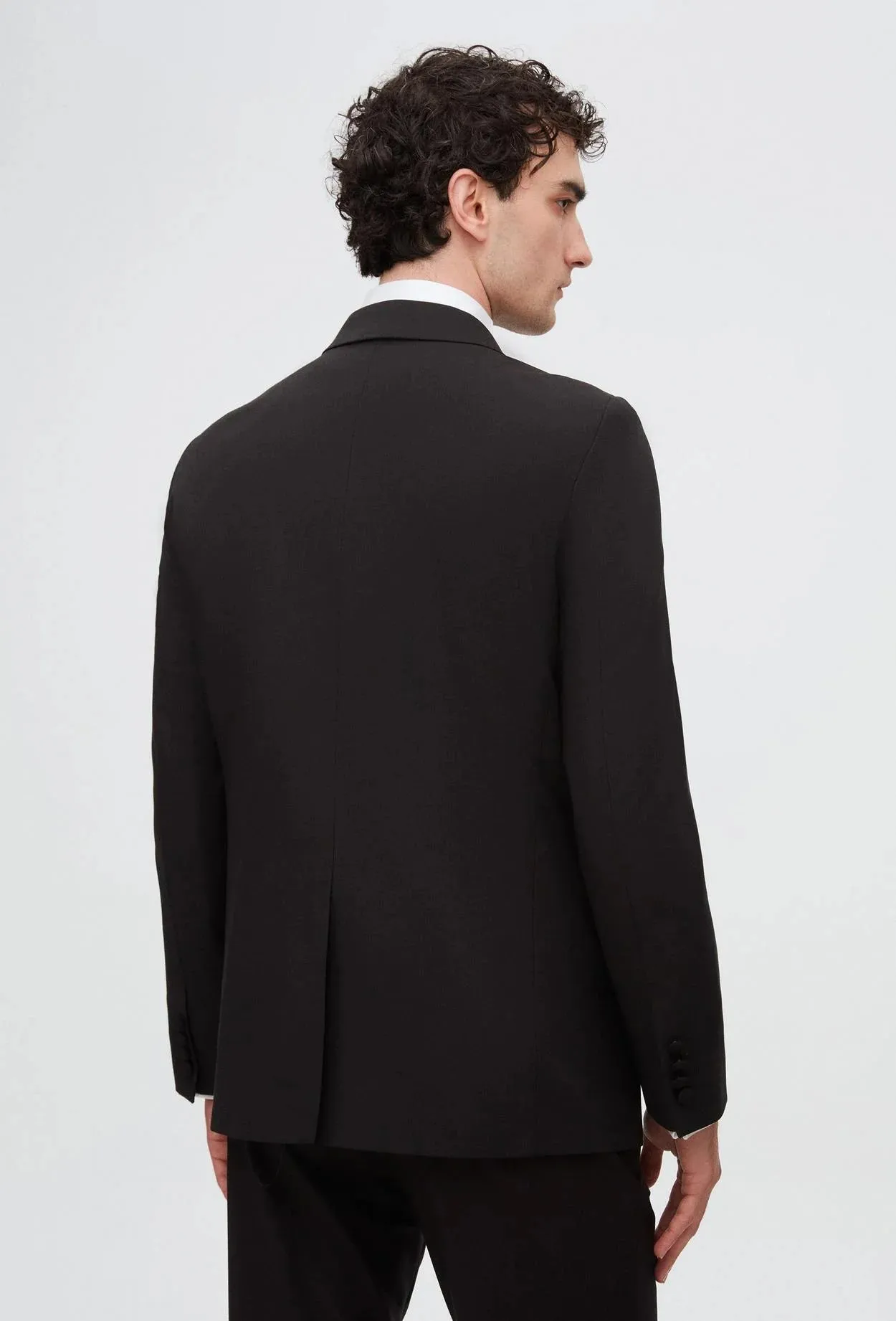 Twn Slim Fit Black Straight Collar Groom Suit & Tuxedo Vest Suit